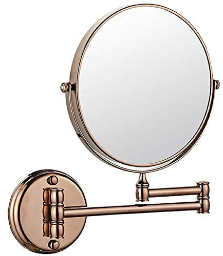 HADECOLL Miroir de courtoisie Miroir de Salle de Bain Miroir de Salle de Bain Miroir de Maquillage Mural Miroir Mural pivotant à Deux côtés de 6 Pouces Miroir de Salle,Rose Gold-1X/5X
