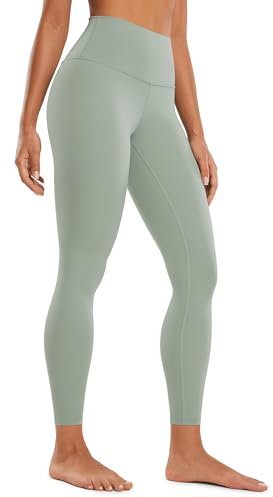 CRZ YOGA Butterluxe Damen High Waist Sport Leggings Blickdicht Yoga Leggins Sporthose Workout Gym Yogahose - 64cm Grüner Palmenhof 38