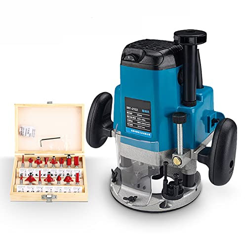 KEhtu Holzfräser-Schneidmaschine, 2200W 6-Gang-Elektro-Holzbearbeitungsmaschinen-Fräser, Geeignet Für Holz, Technische Kunststoffe, Aluminium-Kupferplatte