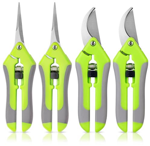 4 Stücke Gartenschere, Baumschere Ernteschere, Astschere, Professionelles Gartenscheren-Set, Klein Gartenschere, Rosenschere aus Edelstahl, Bypass-Gartenschere für Pflanzen, Gartenarbeit, Trimmen