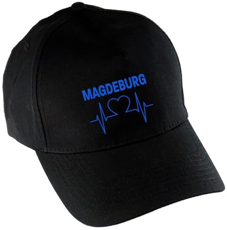 multifanshop Baseballcap - Magdeburg - Herzschlag - Druck blau - Mütze Größe one Size schwarz