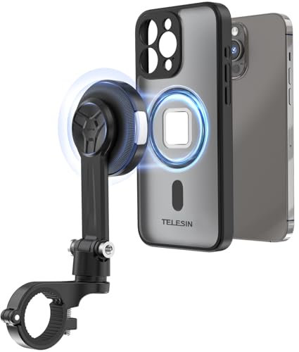 TELESIN° Handyhalterung Motorrad, Handyhalterung Fahrrad Lenker, Stoßdämpfung, Schnelle Demontage, Motorrad E-Scooter Fahrrad Handyhalterung mit iPhone 16 Pro MAX Handytasche für iPhone 16 Pro MAX