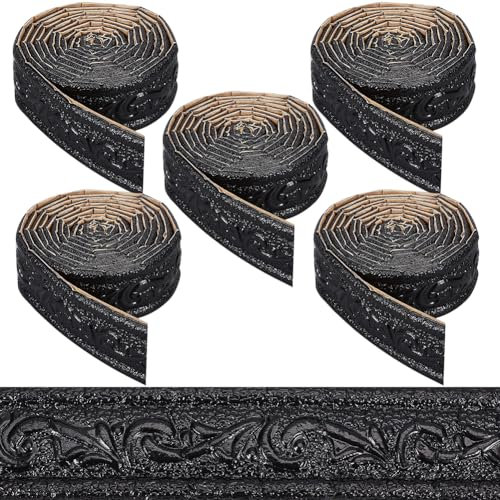 CRASPIRE 11.5mx4.5cm Peel and Stick Crown Molding Black 3D Self Adhesive Wallpaper Border Flexible Baseboard Trim Mirror Sticky Wall Edging Base Lines Foam for Hotel Home DIY Decor
