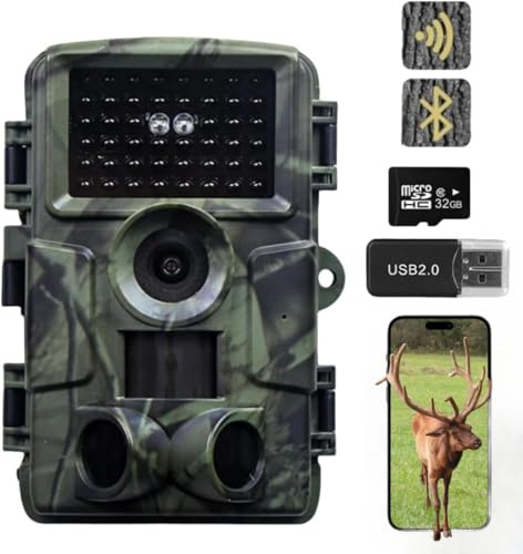 ZYJDGNNY Wildlife Kamera mit Bewegungssensor Nachtsicht - WiFi mit Handyübertragungs-App 60MP 4K Nachtsichtgerät 0,2s Wildkamera 940nm No Glow Infrarot Nachtsichtkamera Outdoor