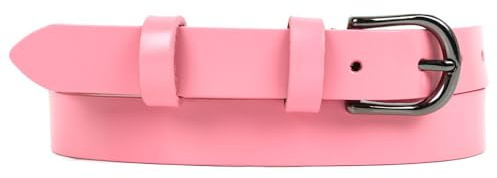 Zakatte • Damen schmaler Gürtel aus Leder schlicht Ledergürtel Taillengürtel Hüftgürtel G004 (Rosa, 90 cm)