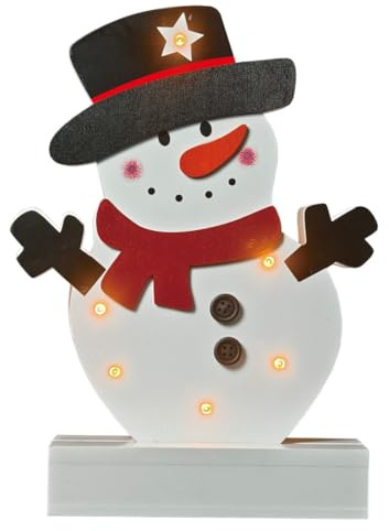 TrendLine Schneemann Holz 18,5 x 5,5 x 25,5 cm weiß+schwarz Figur