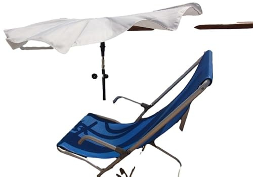 holly's WEISSER mobiler UV SONNENSCHUTZ - FÄCHERSCHIRM + TRAGETASCHE + 360 ° Halter für Balkon-Geländer-Tisch-Stuhl-Bank-Liege usw. MAde B. Württemberg