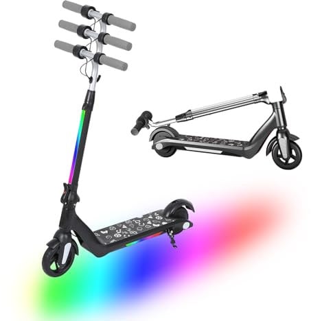 KHHK Elektroroller für Kinder von 6-12 Jahren, Faltbarer E-Scooter mit Höchstgeschwindigkeit 15 km/h, Reichweite 5-8 km, höhenverstellbar, LED-Anzeige, Leichter Kinderroller (Schwarz)