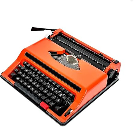 Retro-Schreibmaschine, Klassische Tragbare Schreibmaschine, Altmodisch, Schreibmaschine Zum Dekorieren Von Geschenken und Zum Schreiben Von Briefen(Orange)
