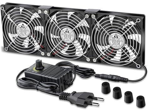 GDSTIME Ventilateur PC 120mm 230V Ventilateur 220V 120mm x3 à roulement à billes avec Contrôleur de Vitesse Réglable pour Meuble Serveur Récepteur Convertisseur Refroidissement