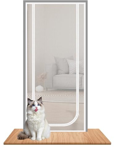 Porte Moustiquaire Résistante Aux Animaux - Porte Pour Chat à Double Fermeture Éclair - Barrière Sécurisée Anti-Fuite Pour Contenir Les Animaux Domestiques Pour Portes Fenêtres Balcon Chambre Cuisine