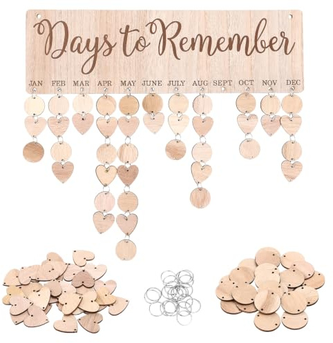 Cabilock Calendrier Anniversaire Bois Mural À Suspendre: Panneau Familial Rappel Anniversaire avec Étiquettes DIY pour Décoration Noël, Fête des Mères