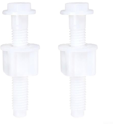 ZWEquipint Kit di viti di fissaggio a vite per cerniera WC, per riparazione bagno, set da 2 pezzi, in plastica bianca, compatibile con cerniere WC