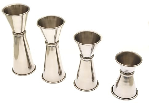 Dosatore da bar Set di 4 Jigger in stile giapponese dosatore doppio acciaio inossidabile 304 per cocktail, alcolici e bevande, misura Jigger colore argento, accessorio Mixologia 15/30 20/40 25/50 30