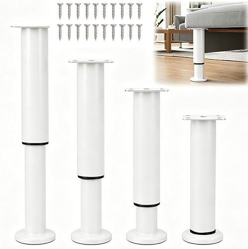 Penbinmall Pieds de meubles réglables 18-30 cm, lot de 4 pieds de table réglables en hauteur, pieds métalliques réglables en hauteur pour pieds de meubles, pieds de placard, pieds de table, pieds de