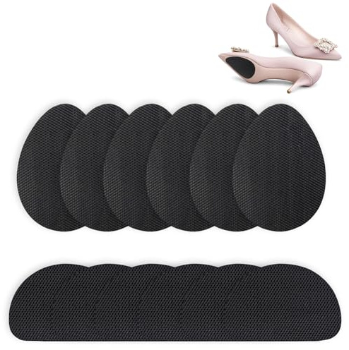 LgCiXli 12er Set Gummisohlen zum Aufkleben | Professionelle Schuhsohlen Reparatur & Anti-Rutsch Protektoren | Maximale Stabilität für Business-Schuhe & High Heels | Schwarz