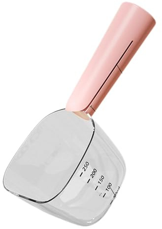 FJMQHU Pelle à Nourriture pour, Cuillère Doseuse, Pelle à Nourriture avec Clip et Marqueur pour Portionner Les Aliments pour Chats, Chiens et Autres ANI, Rose