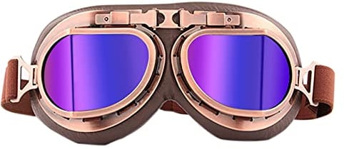 evomosa Motorradbrillen Vintage Cruiser Scooter Goggle Outdoor-Sandbrille Bike Racer Cruiser Touring Brillen(Copper, Blue)