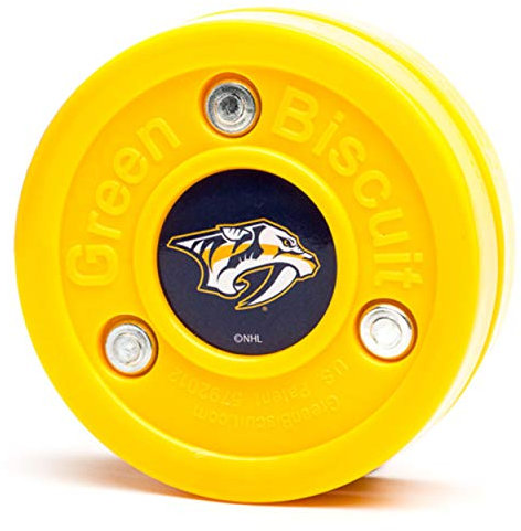 Green Biscuit NHL Pucks - Nashville Predators - Hockey Training Puck, Stays Flat, Passing/Handling Street Hockey