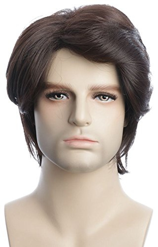 Karlery Herren Kurze Lockige Fluffy Dunkelbraune Perücke Halloween | Kostüm Party Cosplay Perücke