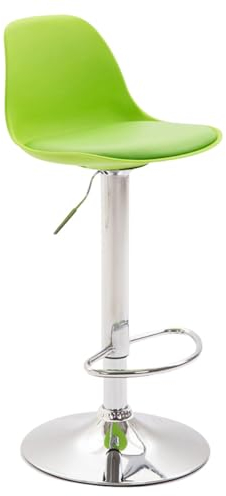 CLP Barhocker Kiel Kunststoff Mit Polsterung Und Kunstlederbezug I Drehbarer Barstuhl mit Metallgestell Und Fußstütze, Farbe:grün, Gestell Farbe:Chrom