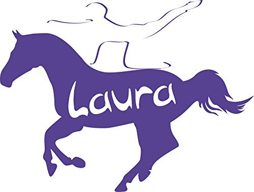 GRAZDesign Wandtattoo Pferd Voltigieren Mädchen Kinderzimmer | Wandaufkleber personalisiert mit Name | Pferde Wandtattoo Mädchenzimmer Sportart Kunst, 53x40cm, 043 lavendel