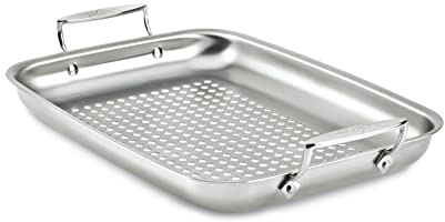 All-Clad Edelstahl-Bräter für den Außenbereich, 38,1 x 27,9 cm, ofenfest, 700 F Bräter, Töpfe und Pfannen, Kochgeschirr, Silber