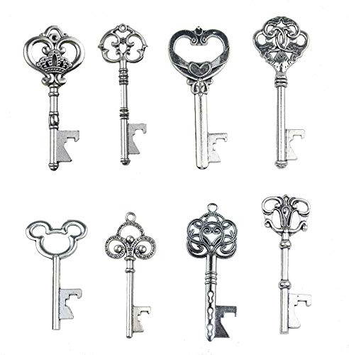 Makhry Assortiti 16 Apribottiglie Chiave Vintage Scheletro Chiave Apribottiglie Matrimonio Apribottiglie Chiave Apri Chiave Apribottiglie per Bomboniere (Argento Antico)