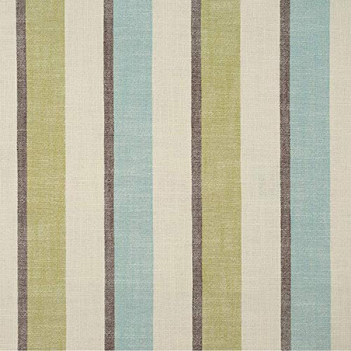 novely® FINN - Karierter bzw. Gestreifter Möbelstoff - Robuster Polsterstoff - Pflegeleichte Meterware 1lfm (2B Hellblau Grün Beige Braun gestreift)