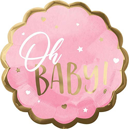 Amscan 3972501 - Jumbo Folienballon Oh Baby, Größe circa 55 cm, für Helium und Luft, Heliumballon, Baby Girl, Baby Party