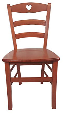 Sedia Cuore, in Legno Massello, Vari Colori e Sedute disponibili, Alta Qualità (Ciliegio, Massello)