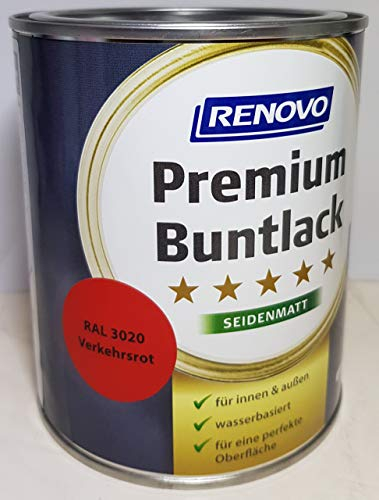 375 ml RENOVO Premium Buntlack seidenmatt, RAL 3020 Verkehrsrot