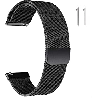 Metall Uhrenarmbänder,Mesh Schnellspanner Armband mit Magnetverschluss fur Herren und Damen Smartwatch und Traditionelle Uhr 16mm/18mm/20mm/22mm Silber/Schwarz