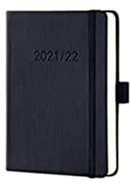 SIGEL C2202 Terminplaner Wochenkalender 2021/2022 - ca. A6 - schwarz - Hardcover - Gummiband, Stiftschlaufe, Archivtasche - PEFC-zertifiziert - 18-Monatskalender - Conceptum