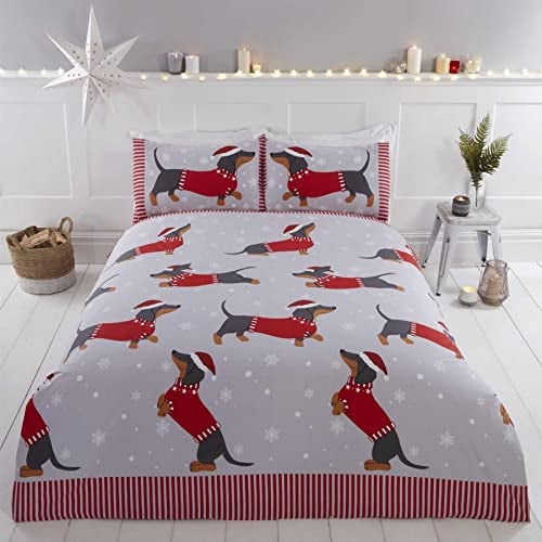 Rapport Home Dackel Bettbezug-Set, Polycotton, Rot, Einzelbett