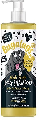 BUGALUGS Dog Shampoo for Itchy Skin, Medi Fresh Natural Safe Sensitive Formula - Soothing Skin Cooling For Skin Irritation and anti itch
