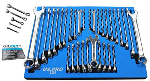 US. PRO 32pc Combination Spanner Set Standard and Stubby Metric SAE Imperial Wrench Set