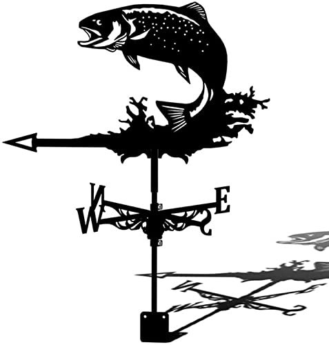 ANCHA Poisson Sauteur de girouette en métal - Support décoratif de Cour de Jardin en Acier Inoxydable de girouette