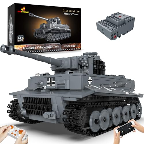 JMBricklayer Panzer Klemmbausteine Modell, Technik Militär Tanks Baustein, Ferngesteuerten Beweglichen WW2 Tiger-Panzer Spielzeug, Panzer Konstruktionspielzeug für Erwachsene und Kinder