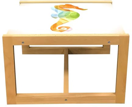 ABAKUHAUS Tier Couchtisch, Coral Reef Aquarium, Acrylglas-Mitteltisch mit Holzrahmen für Büros Wohnheime, Klein Größe, Orange Grün