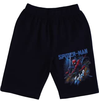 ONOMATO! Marvel Spider-Man Kinder Kurze Hose für Jungen, Bermuda Shorts aus 100% Baumwolle, Sommerhose für Freizeit & Sport, Dunkel-Blau, Größe 110-140