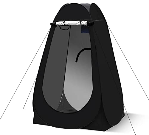 LEMROE Tente de douche ou à langer pop-up avec bonne ventilation et espace - Pour l’extérieur, camping, pique-nique, pêche, plage, toilettes, pour se changer, se protéger du soleil - Noir, 120 cm
