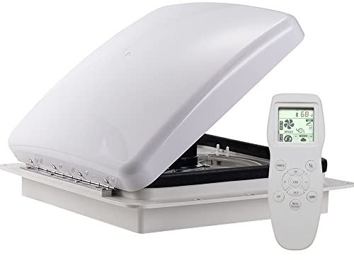 RVLOVENT Wohnmobil-Dachlüfter, 12 V, Auto-Fernbedienung, 35,6 cm, 10 Geschwindigkeiten (weiß)