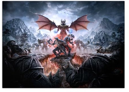 Displate Offiziell Elder Scrolls Skyrim MetallPoster Magnetische Befestigung Lizenziert Bilder Hochwertiges Poster The Elder Scrolls Online Horizontal - Greymoor Horizontal Poster 67,5x48cm