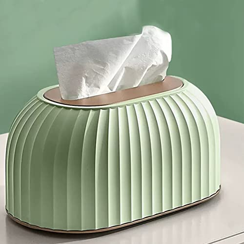 Kosmetiktücherbox aus Kunststoff mit Deckel,Gestreifte Taschentuchbox,Kosmetiktuchspender,dekorativer Taschentuchhalter,Serviettenspender Organizer,für Badezimmer Wohnzimmer Schlafzimmer (GrüN)