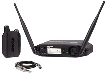 Shure GLXD14+ Sistema wireless professionale Dual Band per chitarra e basso con batteria 12 ore e raggio 30m, Incluso cavo jack 1/4 e ricevitore singolo canale
