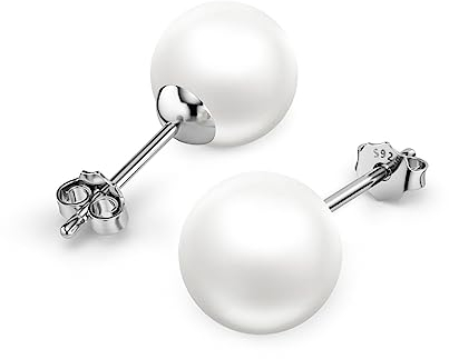 Perlen Ohrringe 925 Silber 9mm für Damen Perlen Ohrringe 925 Silber