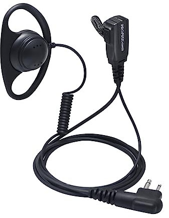 PROMAXPOWER 2 Pin Radio Earpiece Compatible with Motorola CP040 DP1400 GP300 GP88 GP68 CT150 Two way Radio, Walkie Talkie Earpiece, D-Shape Security Earpiece with PTT Mic for Bodyguard