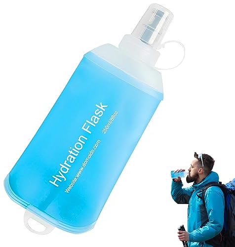 Foldable Soft Flask, 250ml TPU Running Hydration Flask, Outdoor Collapsible Water Bottle for Cycling Hiking Climbing