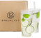 Birchland Eiskaffeetasse aus Glas mit Deckel und Strohhalm, geripptes Glas, 2er-Set, 625 ml, gerippt